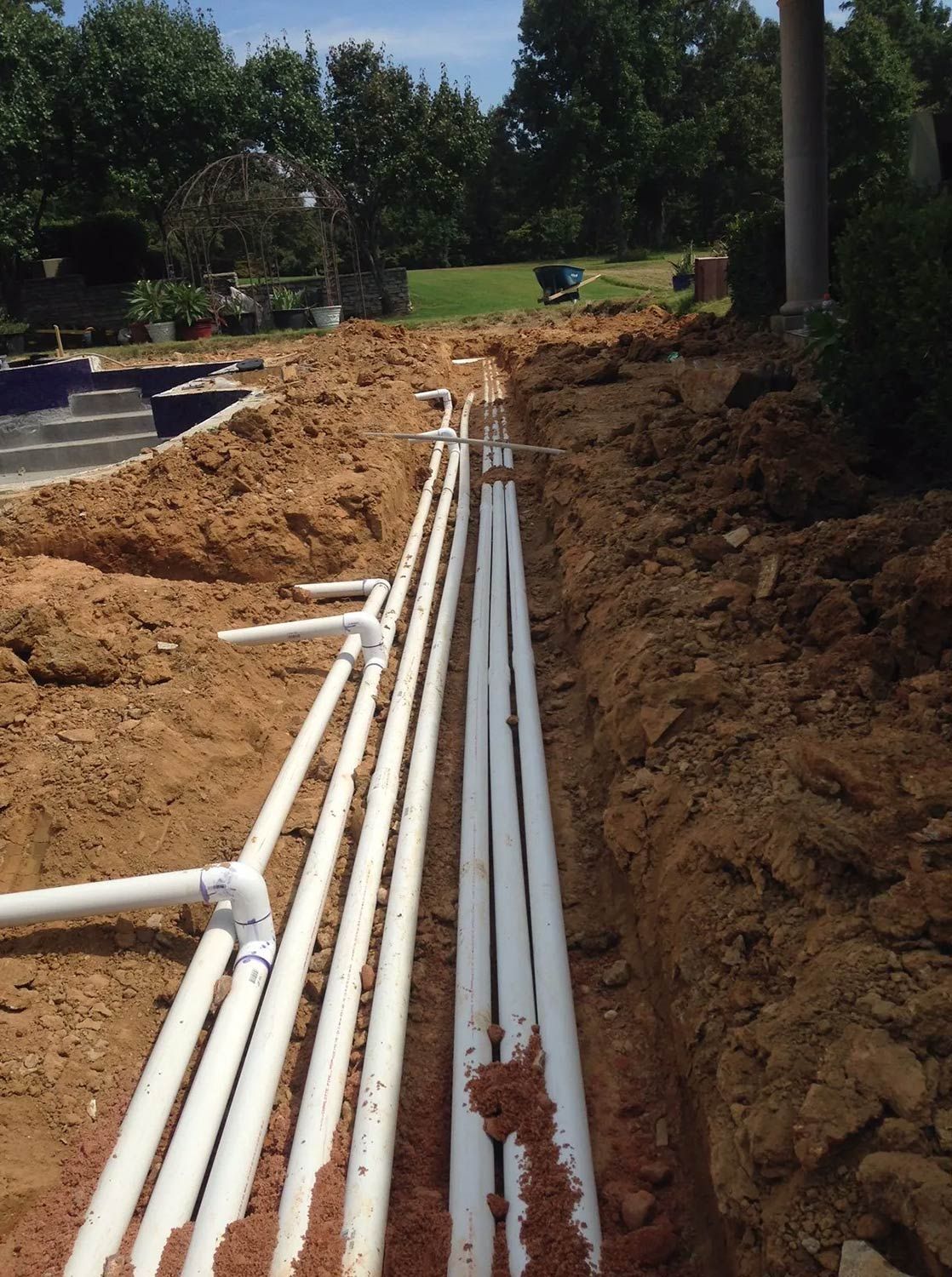 Construction Area with White PVC Pipes
