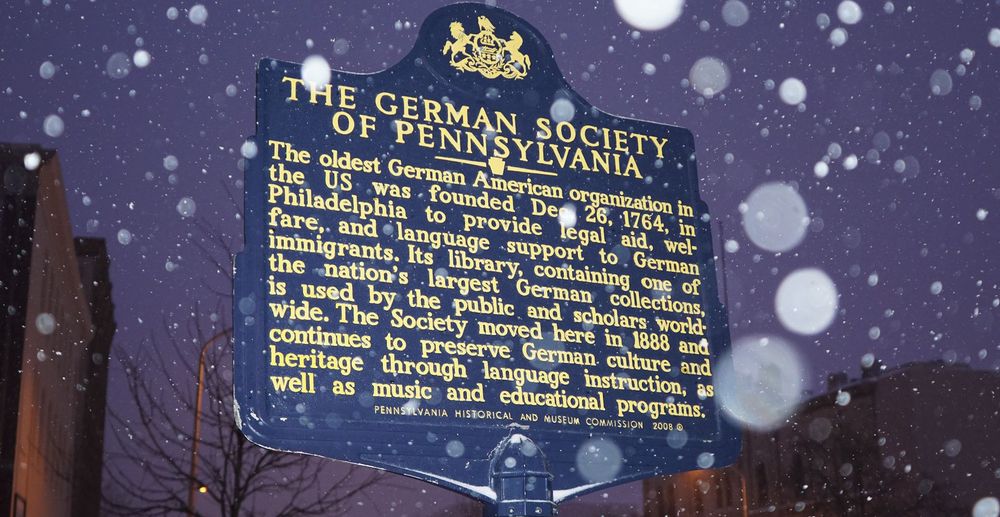 A sign that says the german society of pennsylvania
