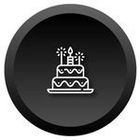 A birthday cake with candles on top of it in a black circle.