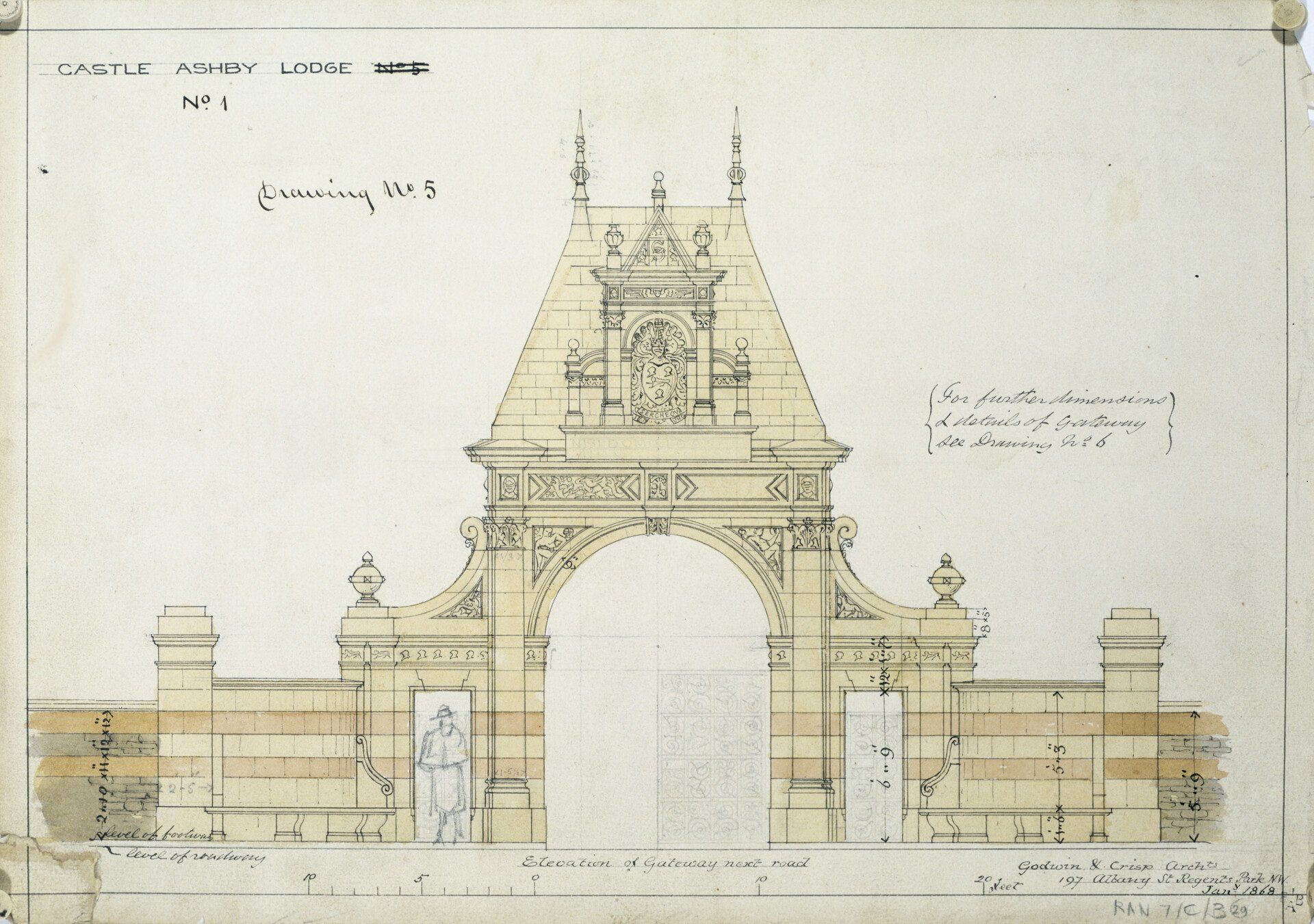 Gateway, Castle Ashby, Northamptonshire, architect Edward William Godwin