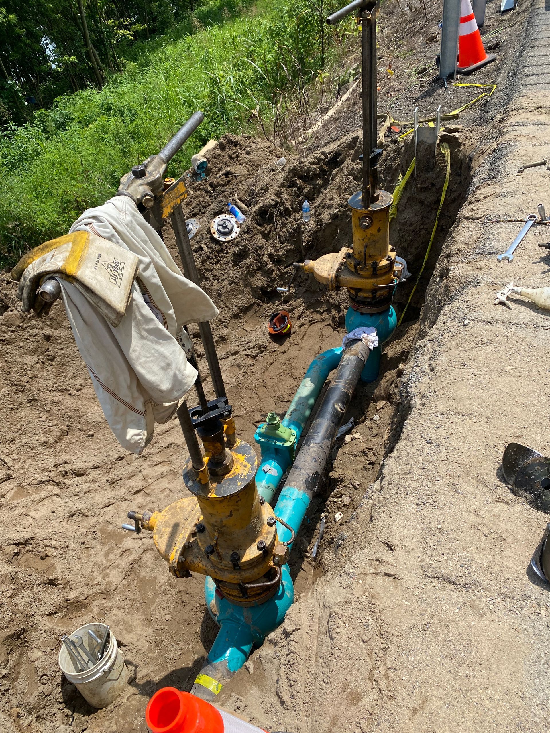 By pass gas line main in progress