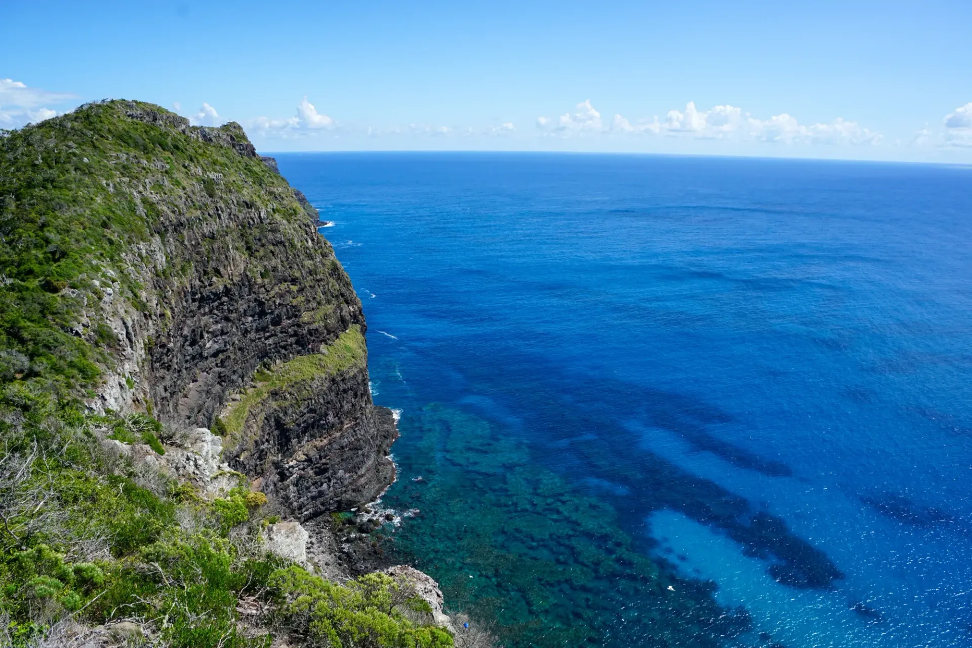 A cliff overlooking the ocean.