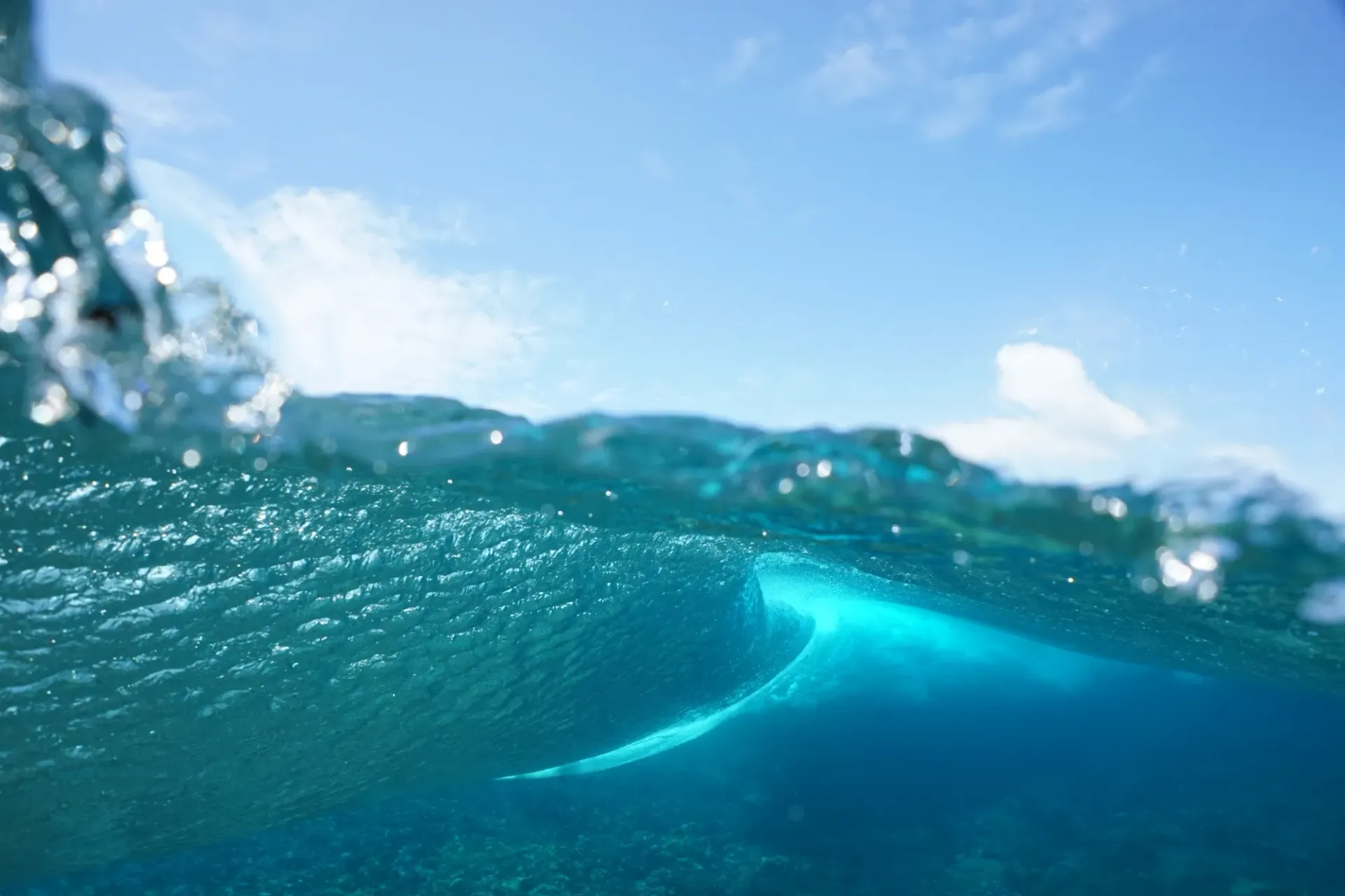 A wave is breaking in the ocean.