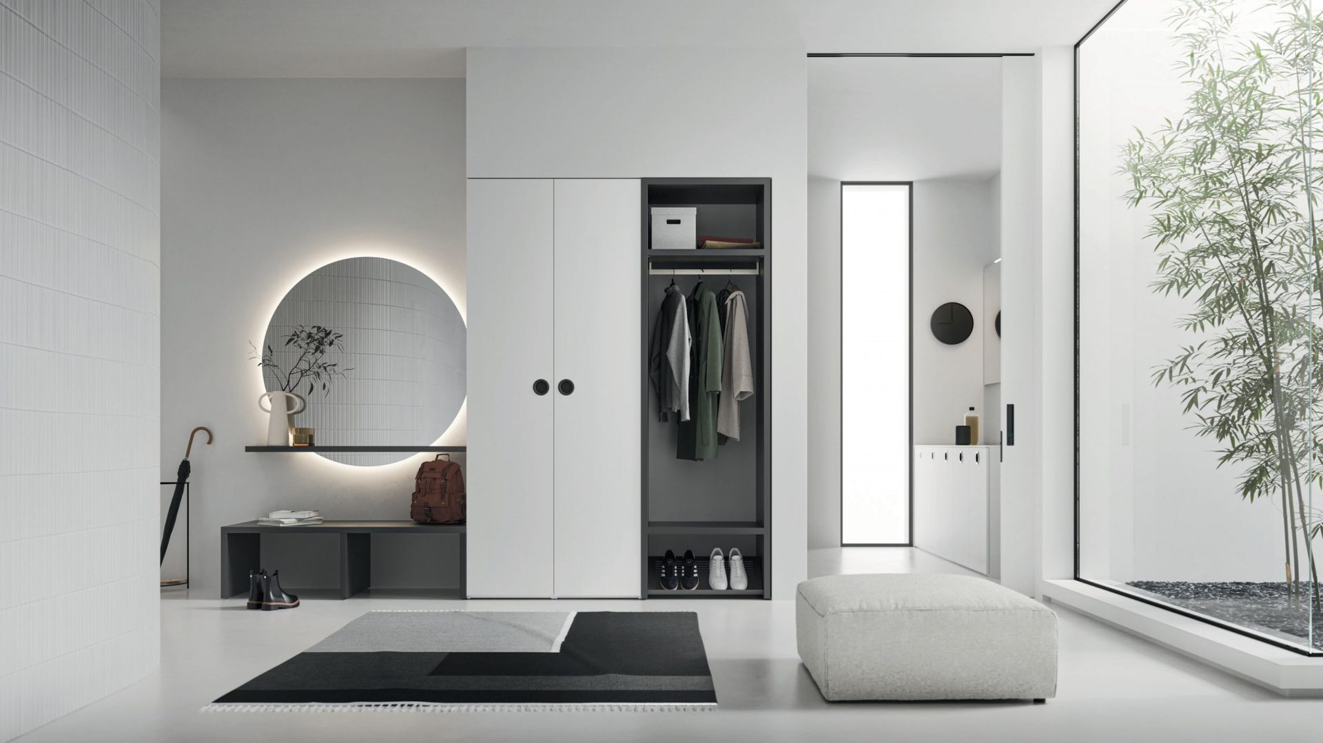 Arbi propone diverse soluzioni per arredare il bagno lavanderia: mobili bagno spaziosi e modulari, contenitori capienti, armadi multifunzionali, lavabi progettati per essere belli, funzionali e di lunga durata. Il bagno lavanderia, nella sua funzione di servizio, mantiene tutta la sua bellezza con Bolle, il progetto che organizza e valorizza un ambiente considerato tecnico, trasformandolo in un luogo ricco di funzioni e sensazioni. Una collezione versatile e ordinata, disponibile con anta liscia e con anta J, in numerose finiture in melaminico termostrutturato e laccato opaco, velvet e lucido.