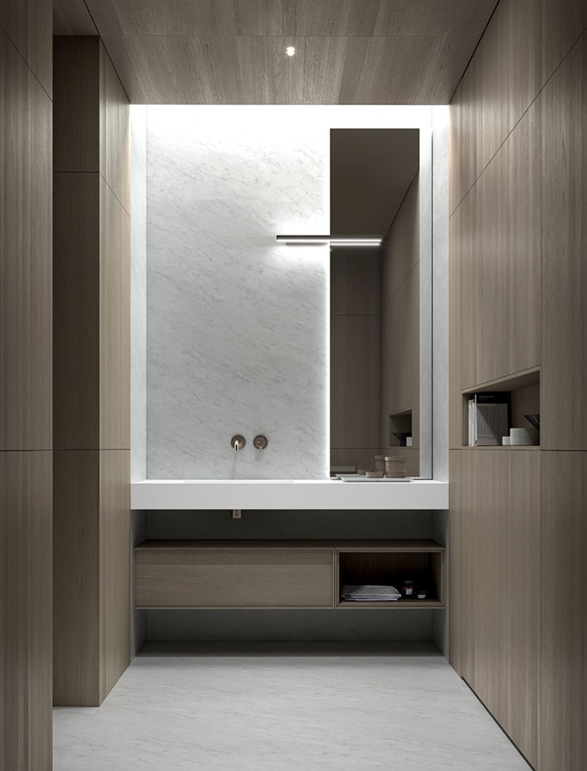 Il progetto valorizza il legno e la sua lavorazione simbolo di equilibrio tra semplicità e raffinatezza esprimendosi in forme che donano all'ambiente un prestigio estetico rigoroso che lo rende intramontabile e eterno. La collezione è disponibile esclusivamente in Frassino nelle 4 tonalità Smoke, Sand, Naturale e Moka.