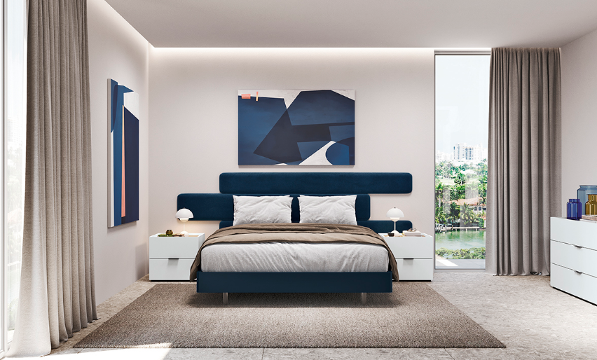 Desire, la testata del letto componibile e imbottita che consente di personalizzare la stanza secondo il proprio stile e gusto. Elemento distintivo della camera da letto è componibile da due fino a cinque doghe garantendo il massimo del comfort. Desire disegna la parete della stanza con un motivo unico e al tempo stesso funzionale per rispondere ad ogni esigenza. Il rivestimento con tessuto bouclè conferisce un senso di assoluta morbidezza ed evoca una sensazione di calore a accoglienza a cui non è possibile resistere.