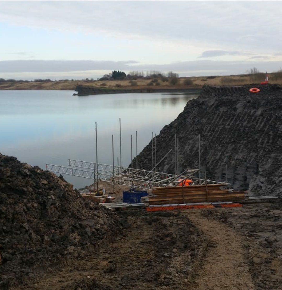 access to water line with scaffolding