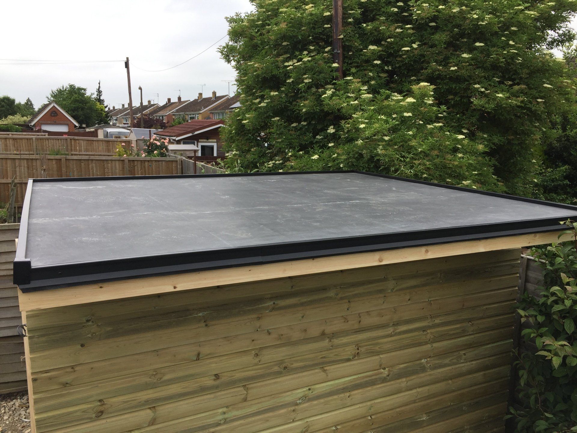 new felt roof on a shed