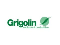 Logo Grigolin in verde e grigio. Testo "Grigolin" con "evoluzioni costruttive" in basso e il disegno di una foglia.