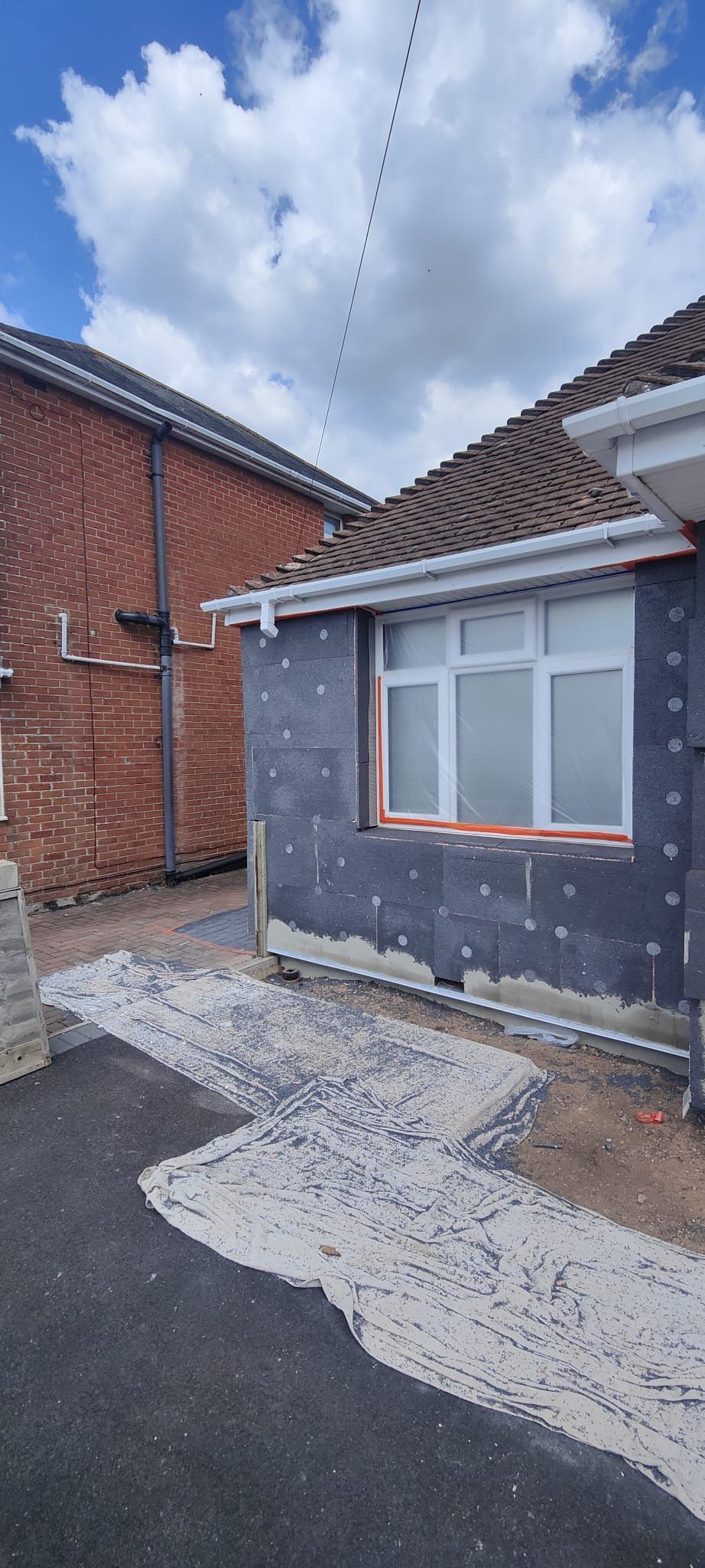 blue wall plastering