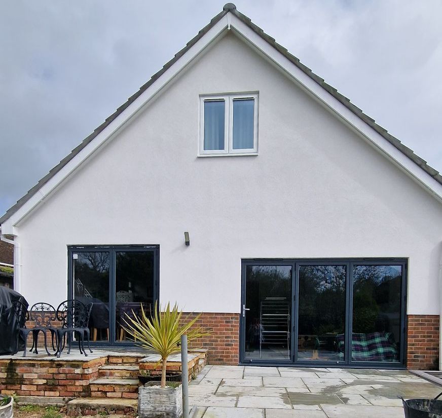 A white house with external rendering