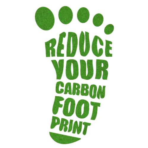 A green footprint that says reduce your carbon footprint