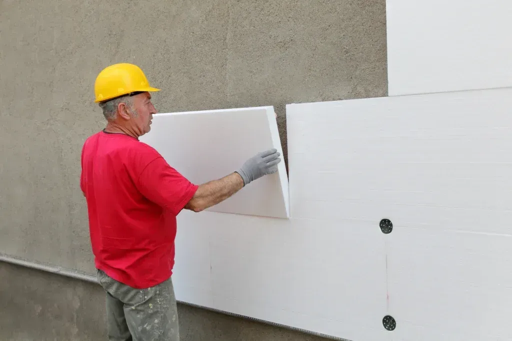 Installing external wall insulation panels to improve a UK home’s energy efficiency