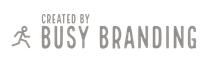 A logo that says created by busy branding