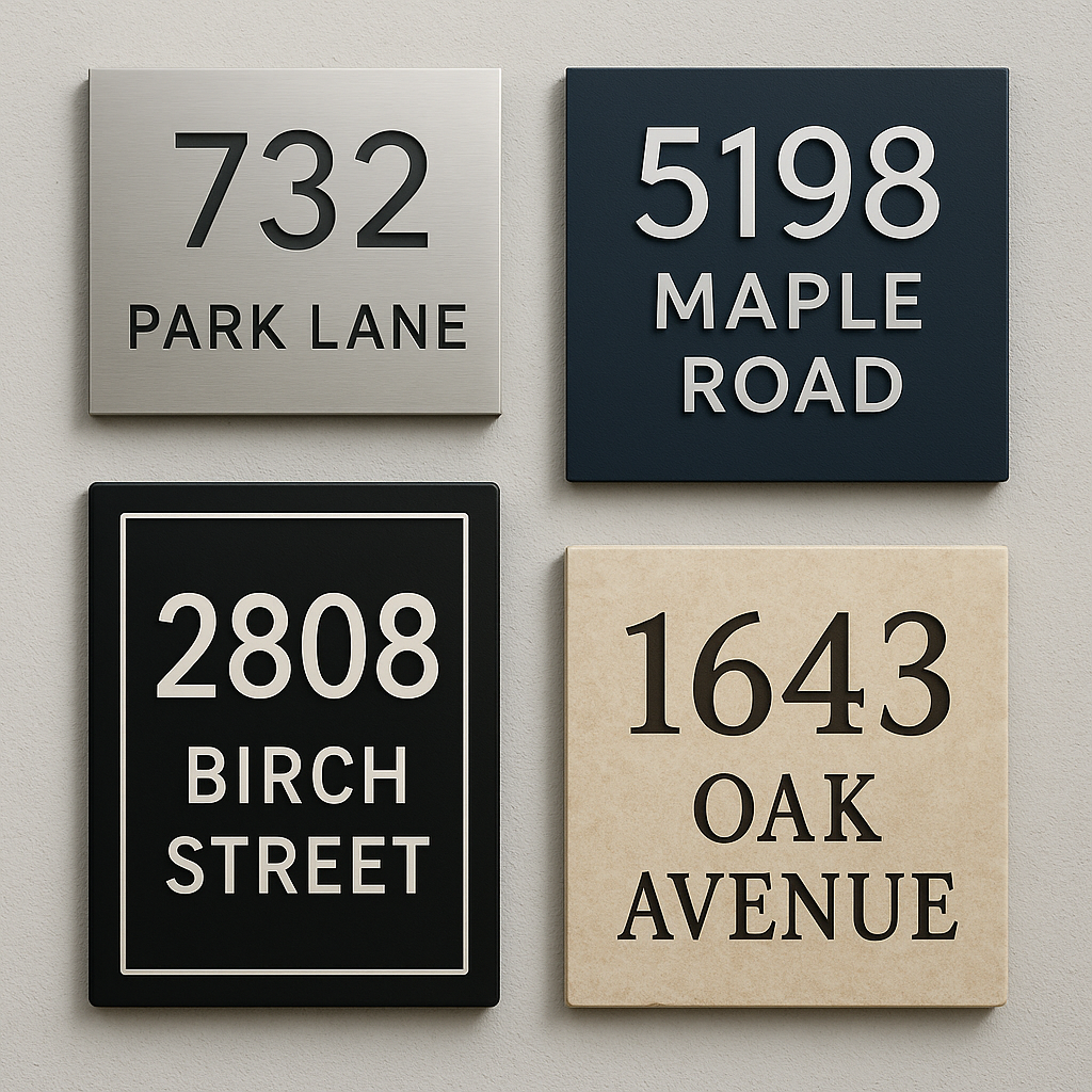 Display your business address with custom address signs in Raleigh NC by Carolina Signs and Wonders
