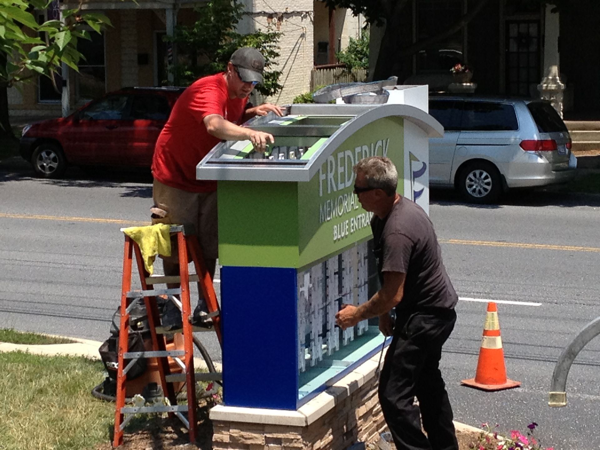 Custom outdoor electronic message center sign installed for a business in Raleigh