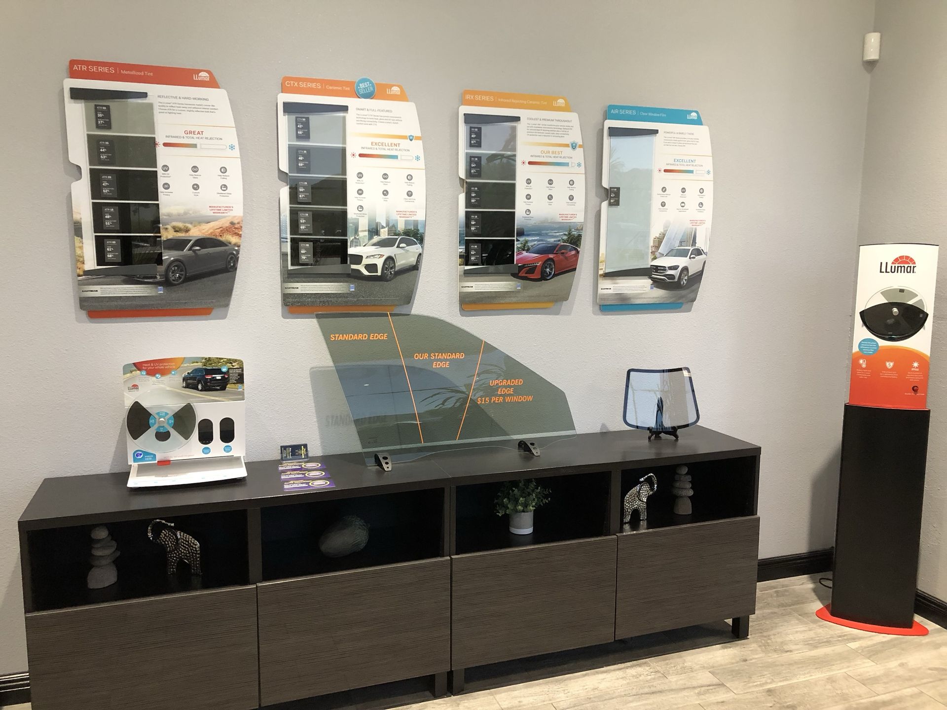 A room with a lot of posters on the wall