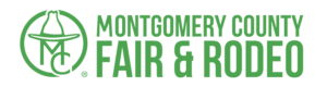 Green logo for Montgomery County Fair & Rodeo with a cowboy hat and letters 