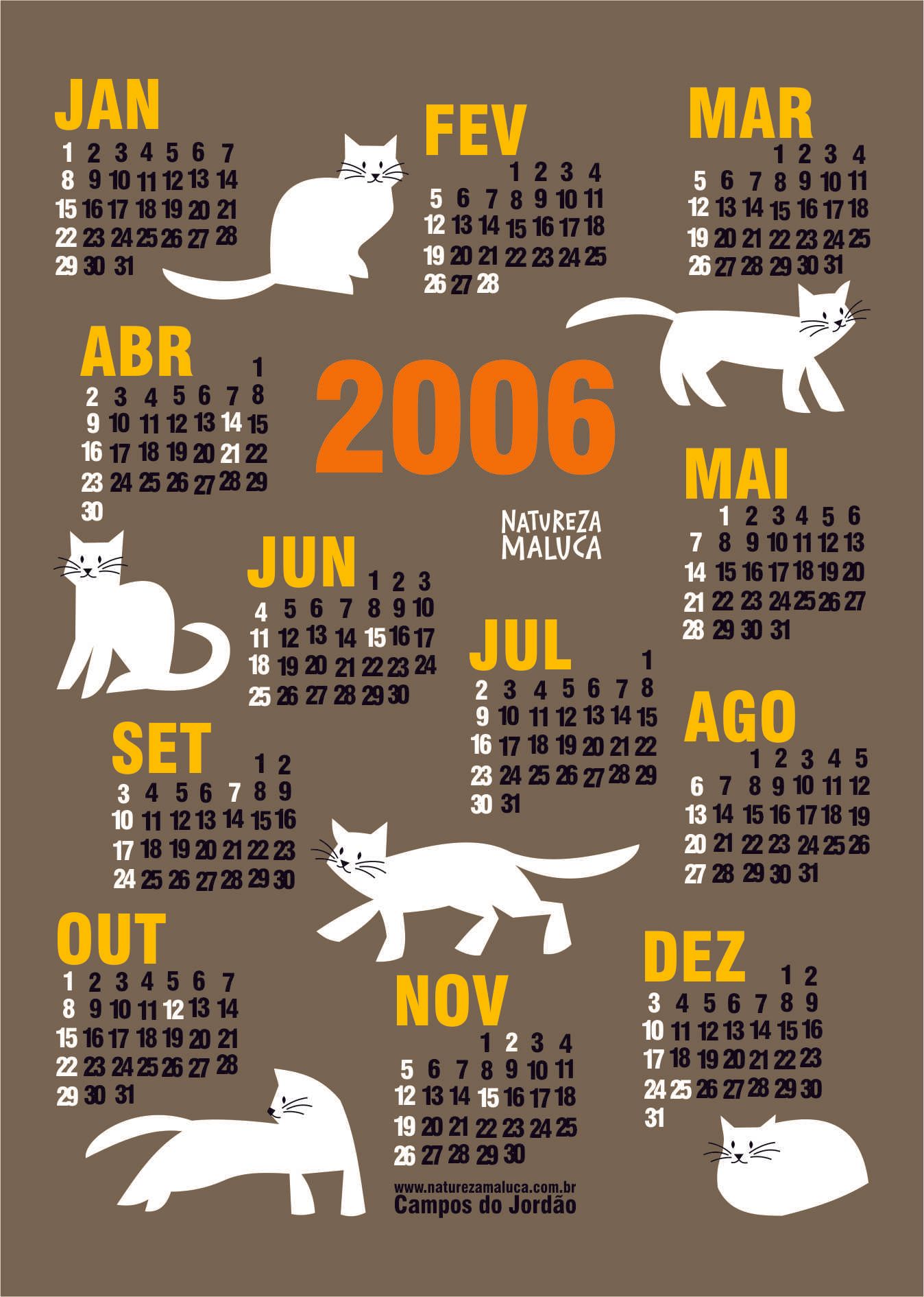 calendário 2006 gatos brancos edgard bittencourt natureza maluca