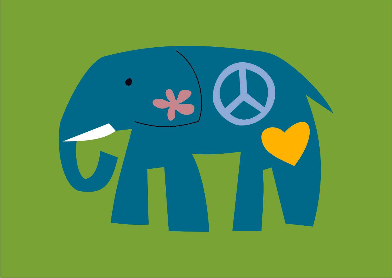 estampa desenho elefante paz e amor coração flor edgard bittencourt natureza maluca