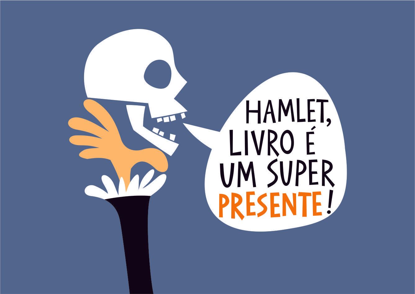 estampa desenho caveira falando para hamlet edgard bittencourt natureza maluca