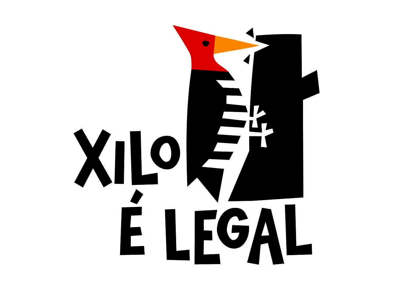 estampa desenho pica pau bicando xilo é legal xilogravura edgard bittencourt natureza maluca