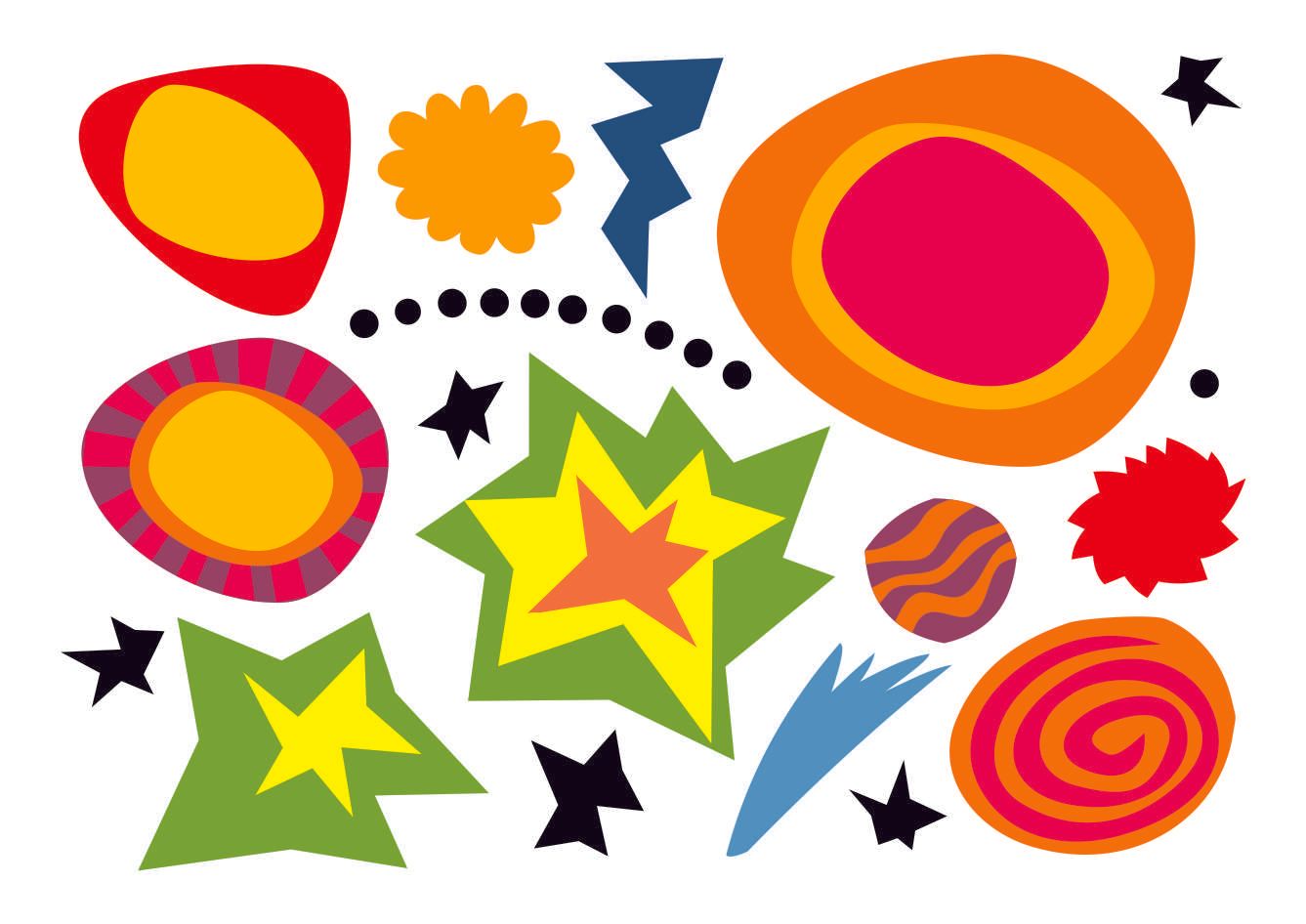 estampa desenho universo raios planetas cometas explosão estrelas galáxia edgard bittencourt natureza maluca