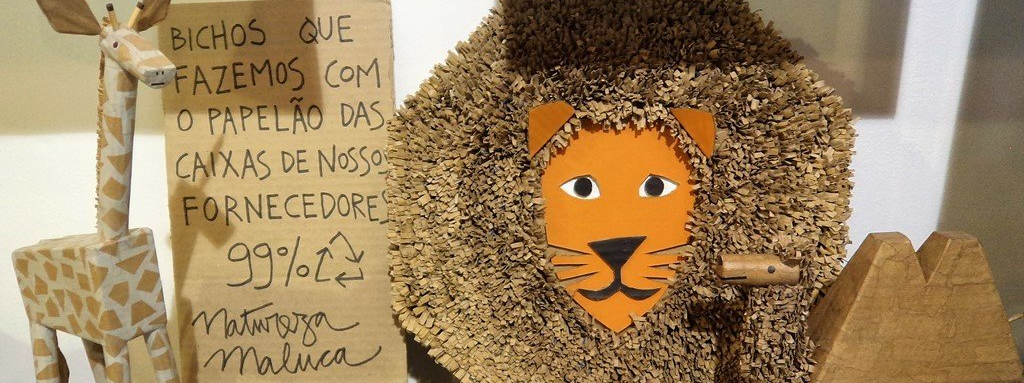 foto caixa cartão papelão pizza colagem leão bichos reciclados girafa edgard bittencourt natureza maluca