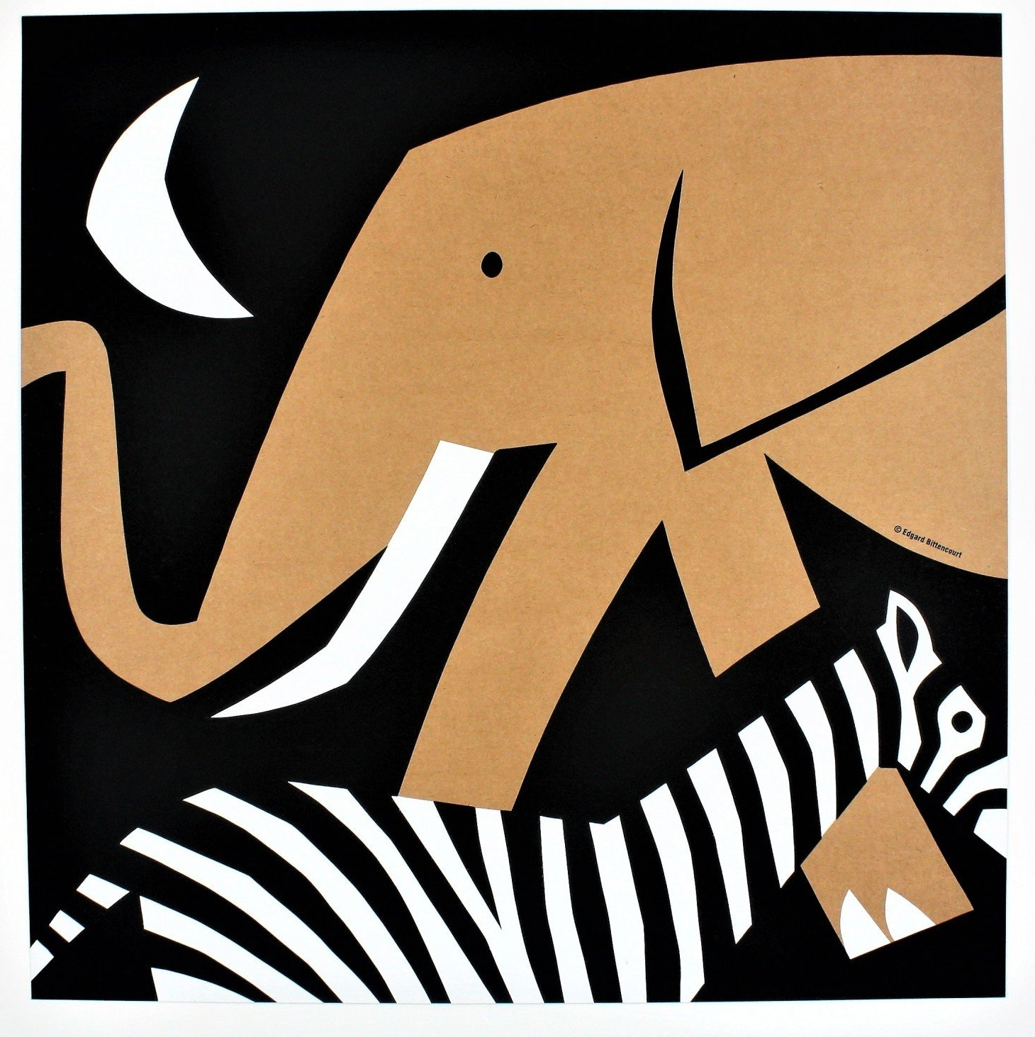 serigrafia desenho zebra elefante lua edgard bittencourt natureza maluca