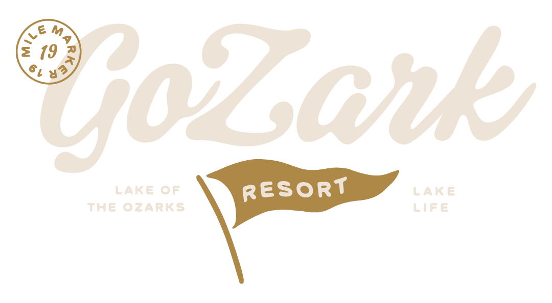 A logo for gozark resort lake of the ozarks