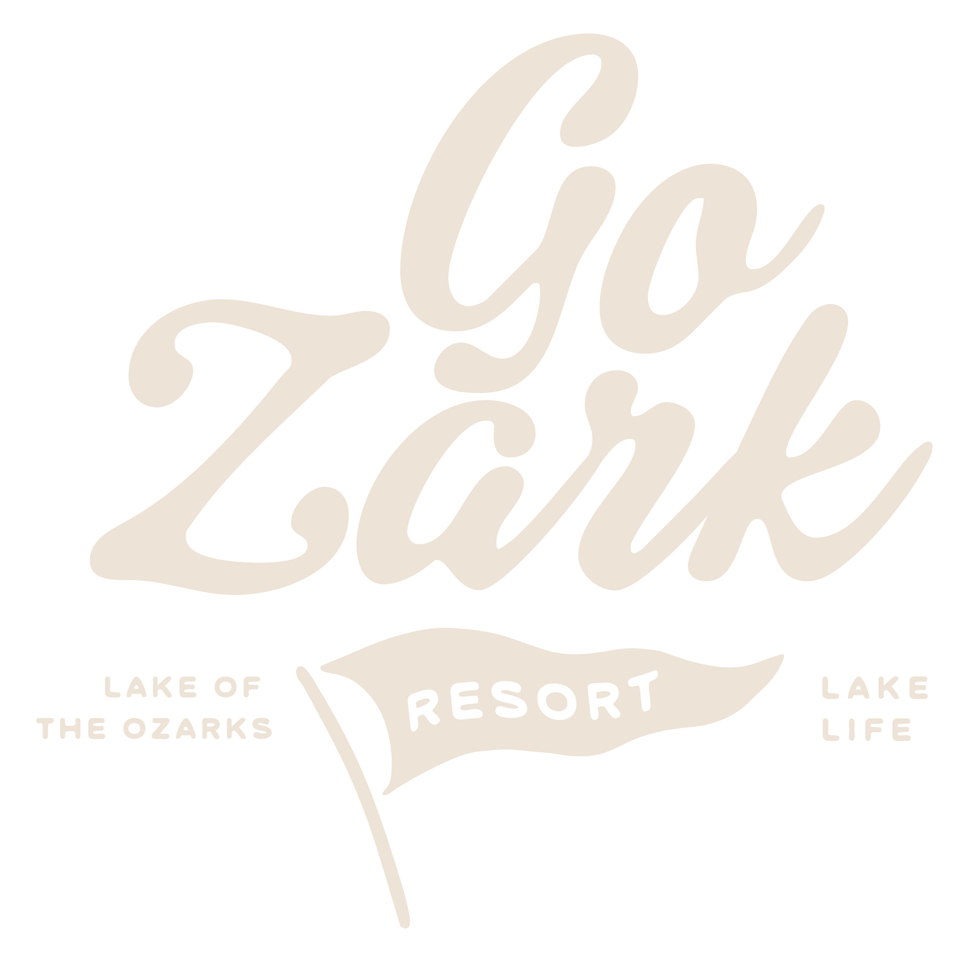 The logo for go zark resort lake of the ozarks