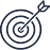 Target icon with an arrow hitting the center in blue and gray