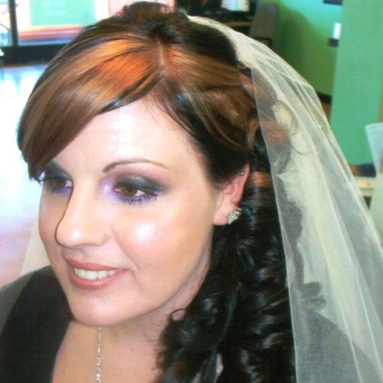 A close up of a woman wearing a veil