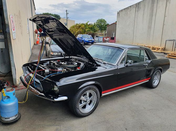 Black Muscle Car Air Condition Maintenance — Keep Cool Auto Air in Murwillumbah, NSW