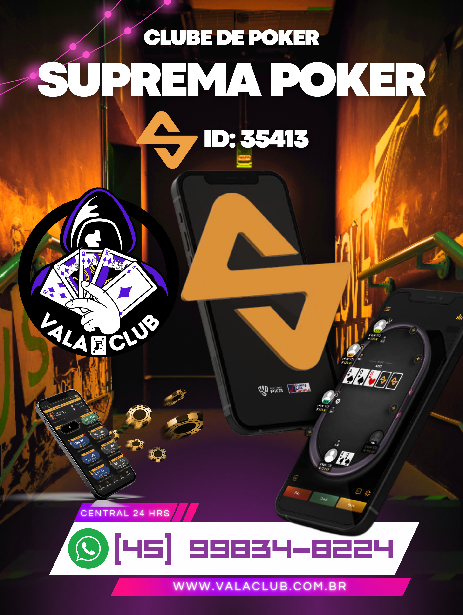 Clube de Poker Suprema - Central de Atendimento Vala Club 24 hrs