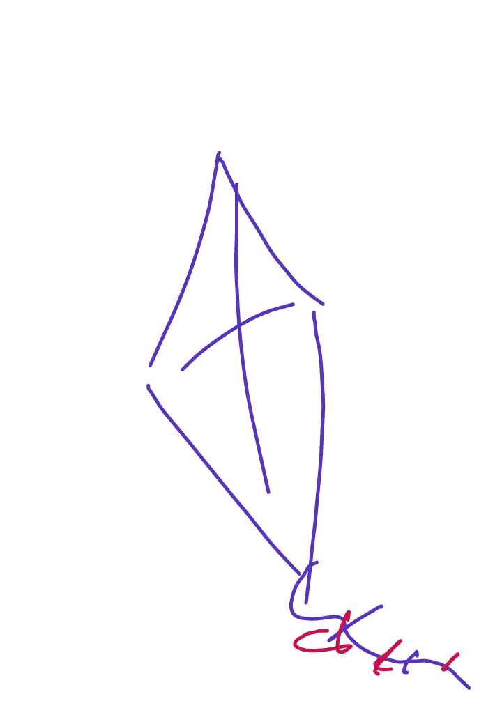 A drawing of a kite with the letter a on it