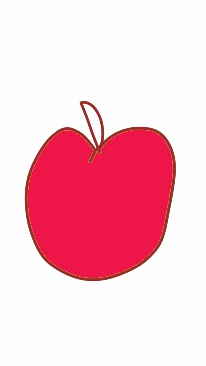 A red apple with a leaf on a white background.