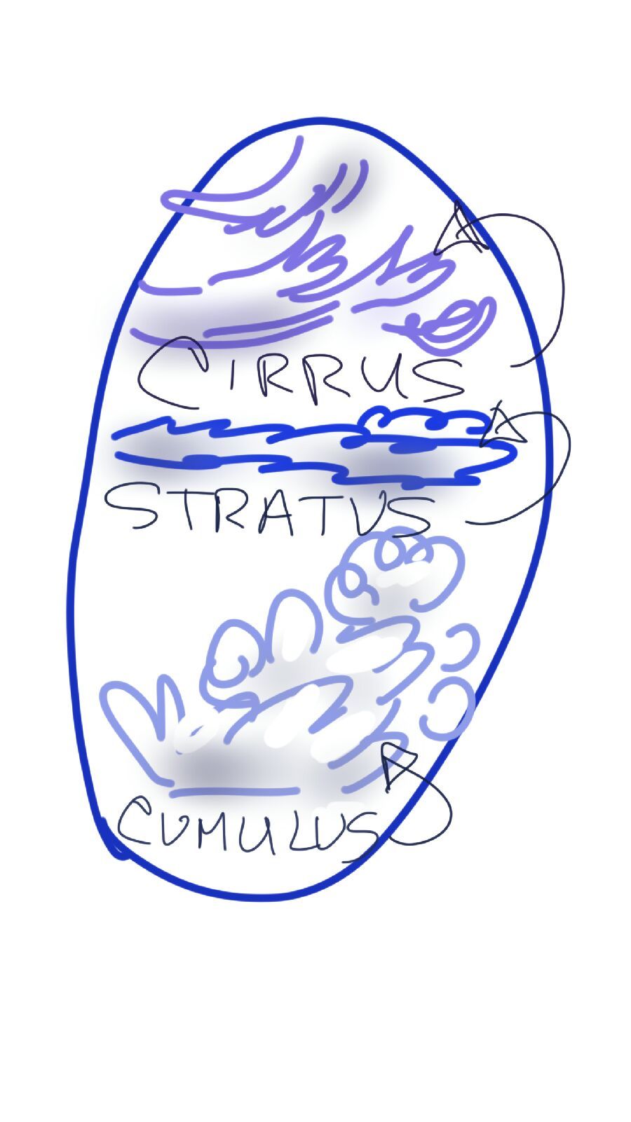 A drawing of an egg with the word stratus written on it