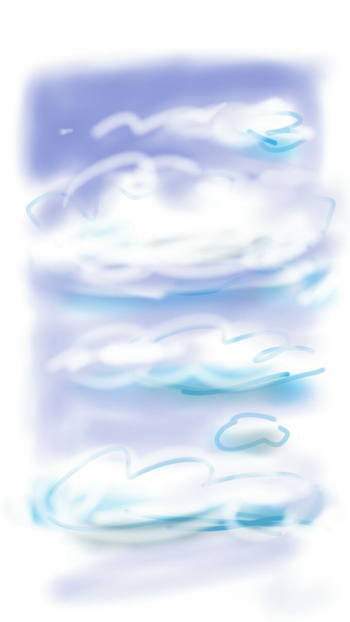 A painting of a blue sky with white clouds