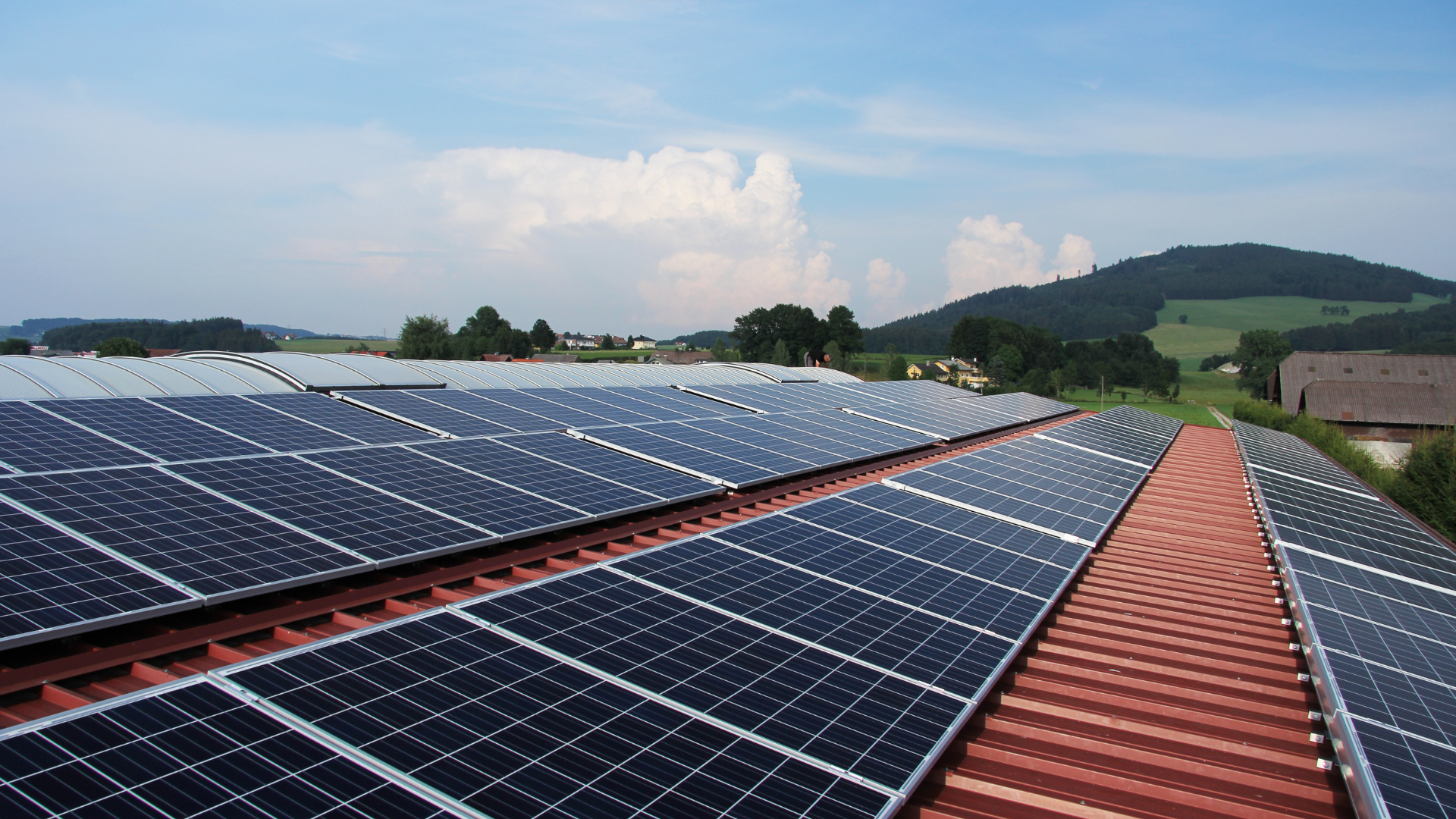 A roof with a lot of solar panels on it