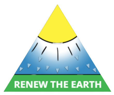 A triangle with the words renew the earth on it