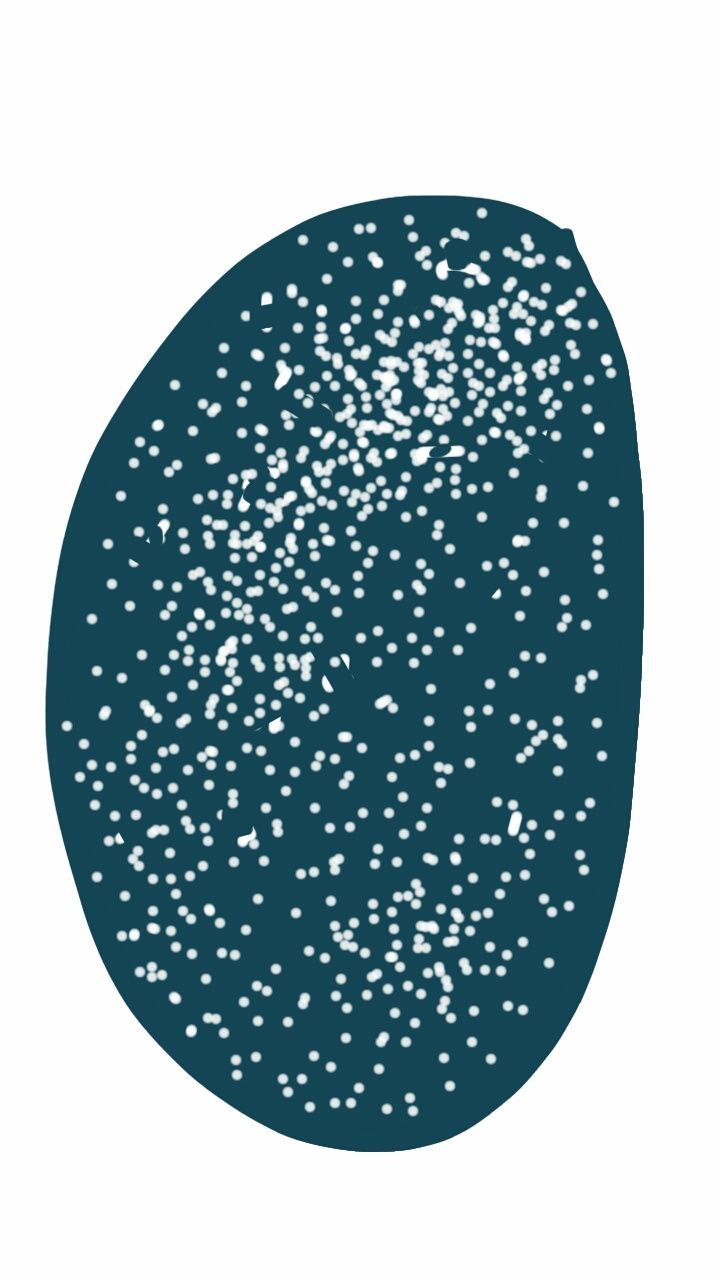 A blue circle with white dots on it on a white background