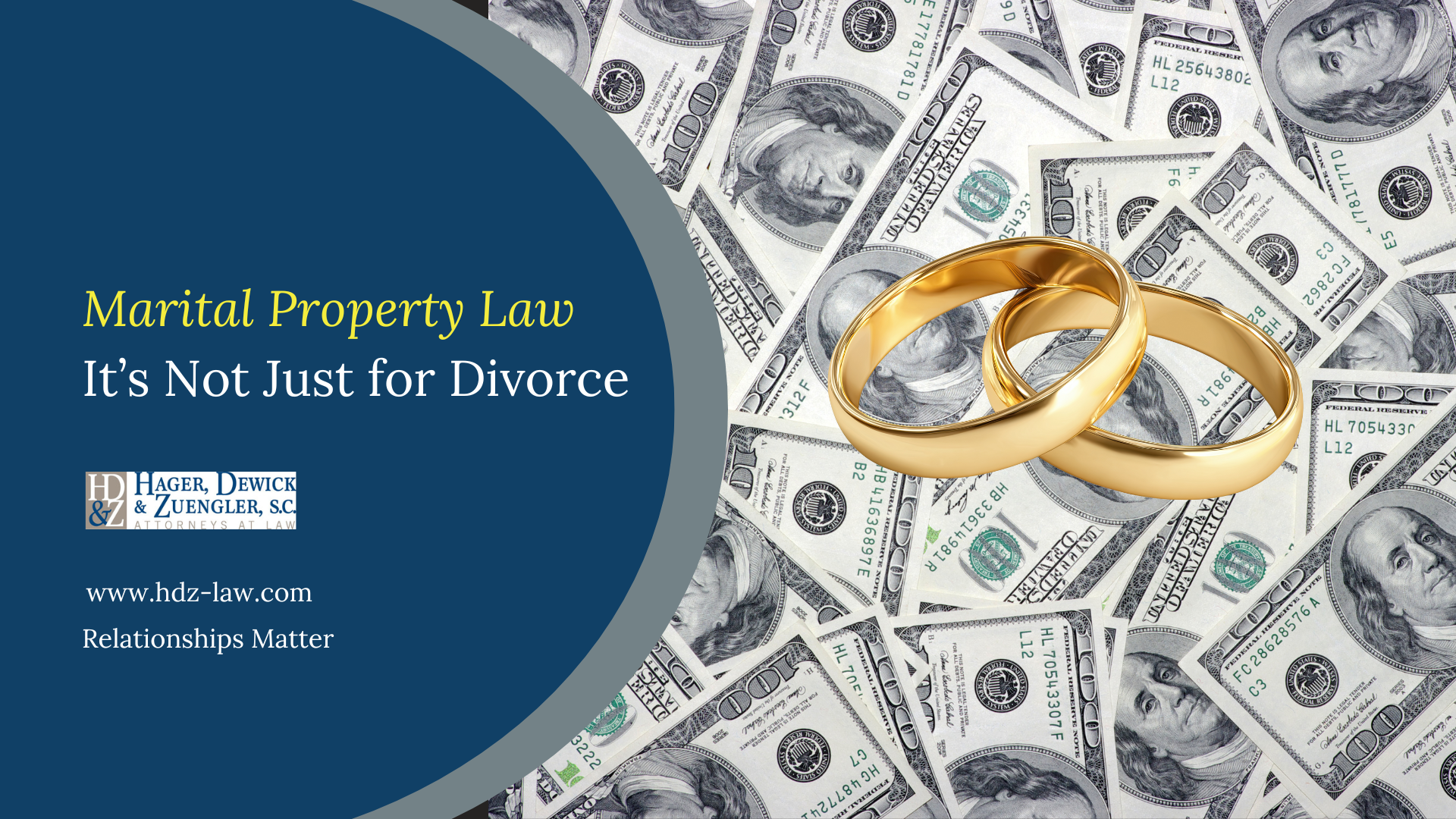 Two gold rings on cash; text: 