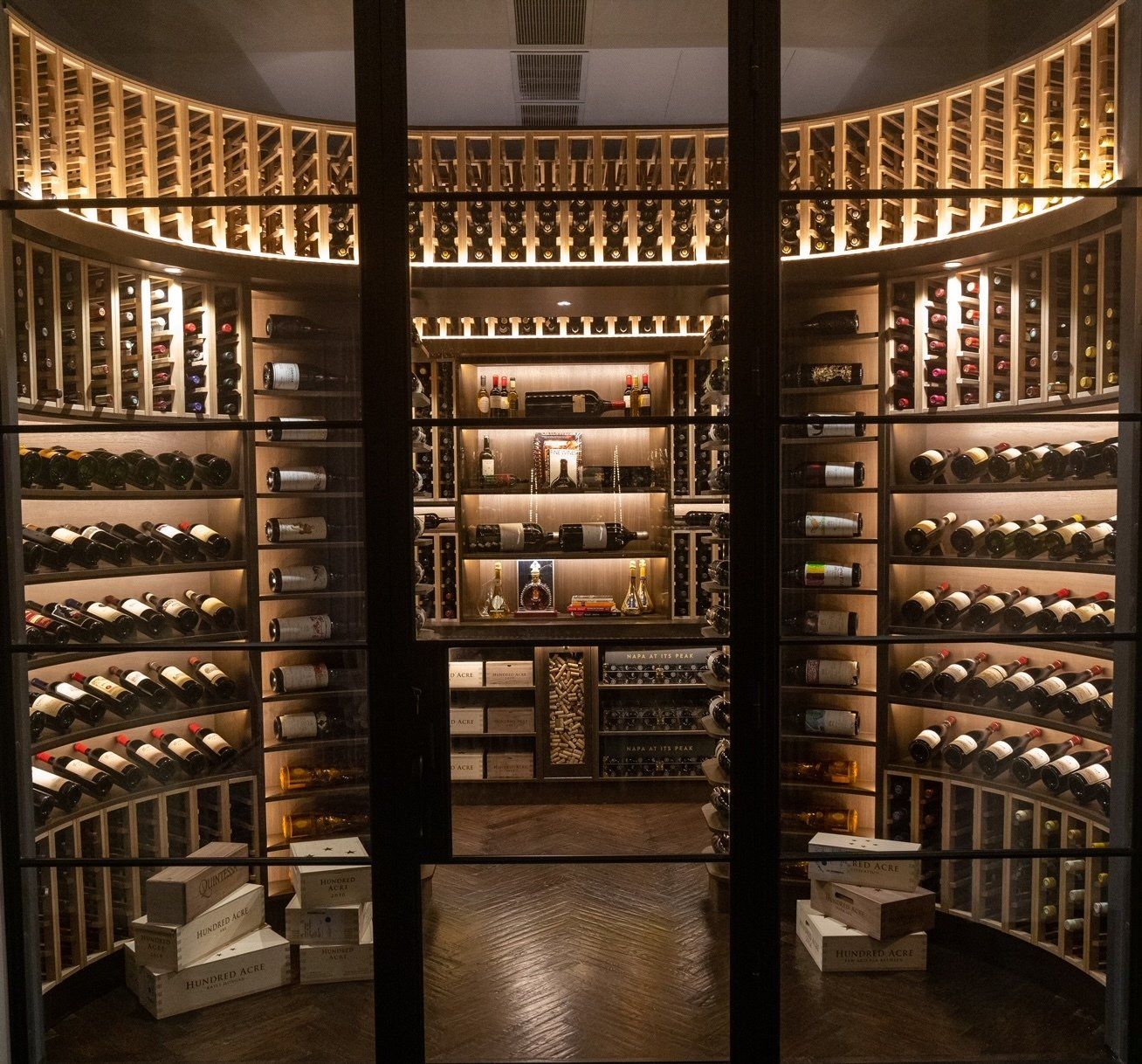 A wine cellar filled with lots of wine bottles