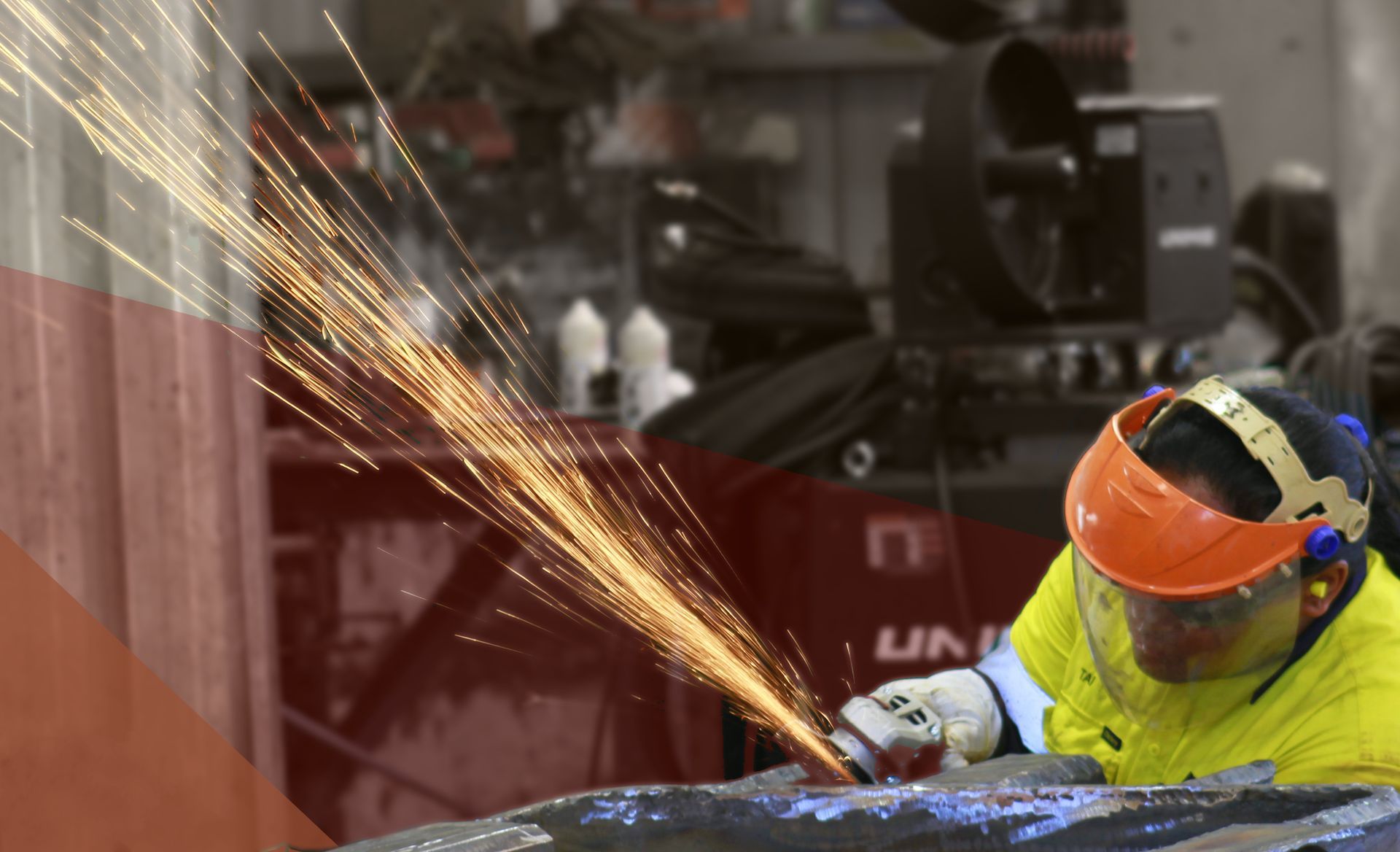 A person is grinding a piece of metal with a grinder. A person is grinding a piece of metal with a grinder.