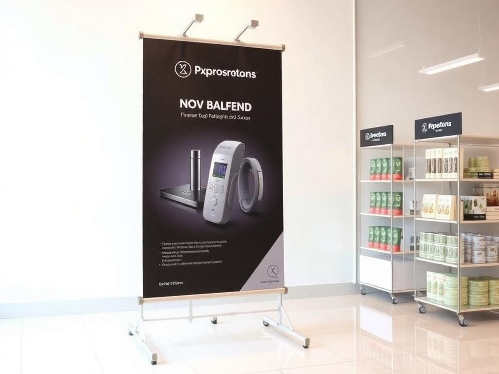 Banner stand promoting 