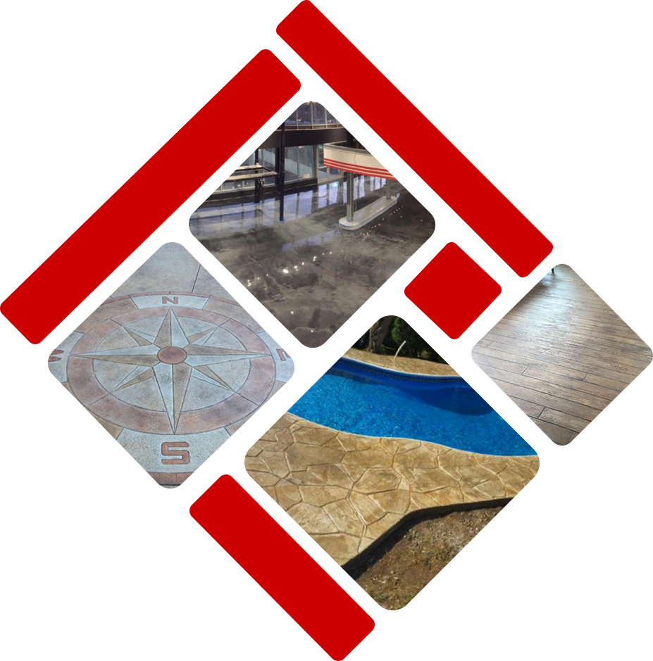 Concrete Floor, Concrete Pool Deck, Epoxy Floor and Hardwood Floor