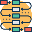 an icon of a flow chart with arrows pointing in different directions .