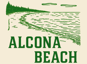 The alcona beach hotel logo has a palm tree on it