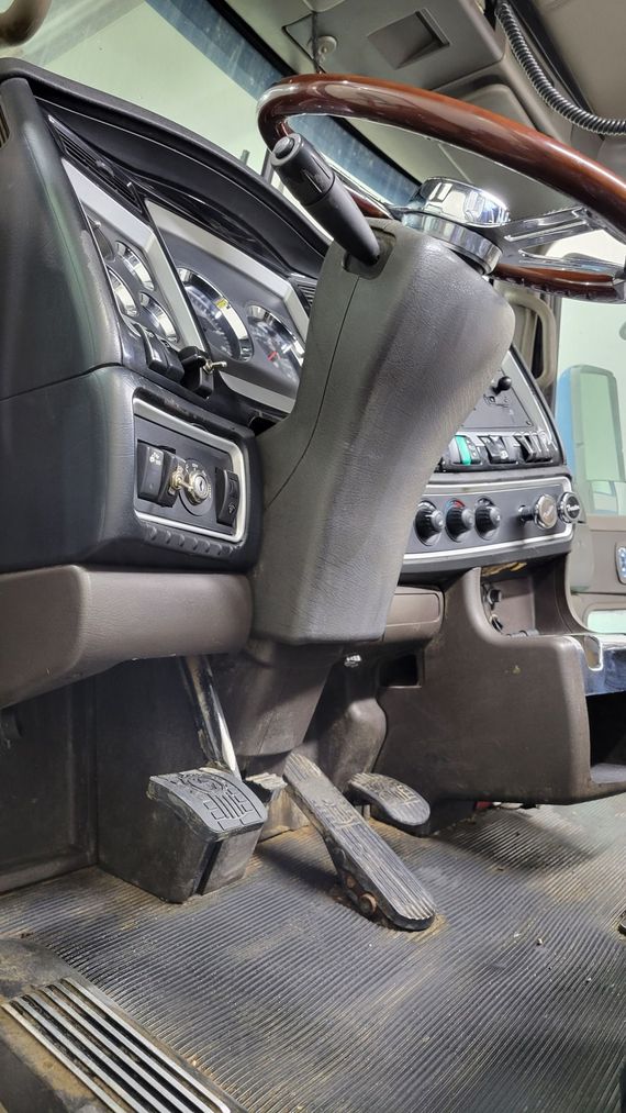 A close up of the dashboard of a truck.